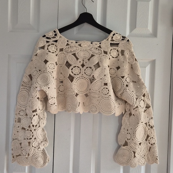 Anthropologie Patterned Crochet Shrug Top - Picture 6 of 15